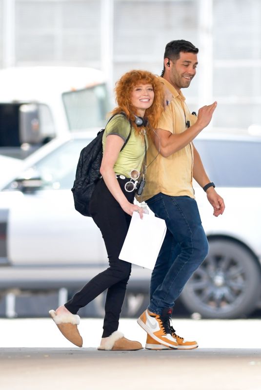 NATASHA LYONNE Filming Poker Face at a Gas Station in New York 08/15/2024