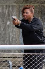QUEEN LATIFAH on the Set of The Equalizer at Pier 6 in Brooklyn 08/15/2024