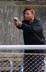 QUEEN LATIFAH on the Set of The Equalizer at Pier 6 in Brooklyn 08/15/2024