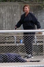 QUEEN LATIFAH on the Set of The Equalizer at Pier 6 in Brooklyn 08/15/2024