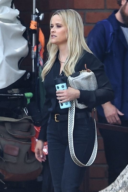 REESE WITHERSPOON on the Set of The Morning Show in Los Angeles 08/08/2024