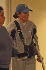 SANDRA BULLOCK Sporting a Pair of Crutches Out in Santa Monica 08/29/2024