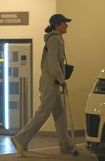 SANDRA BULLOCK Sporting a Pair of Crutches Out in Santa Monica 08/29/2024