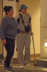 SANDRA BULLOCK Sporting a Pair of Crutches Out in Santa Monica 08/29/2024