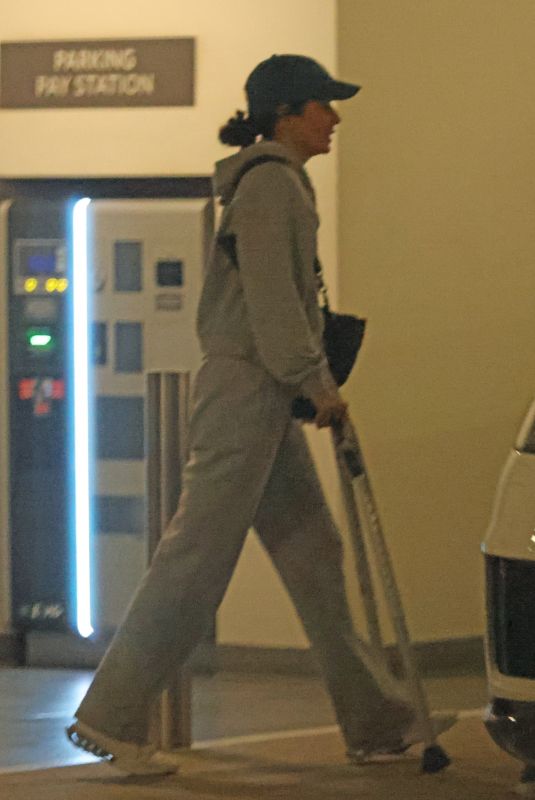 SANDRA BULLOCK Sporting a Pair of Crutches Out in Santa Monica 08/29/2024