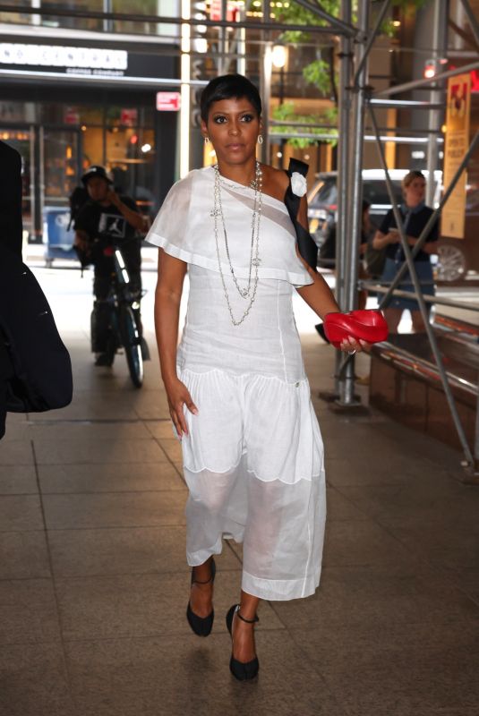 TAMRON HALL Arrives at Event Hosted by Lee Daniels at Le Bernardin in New York 08/01/2024