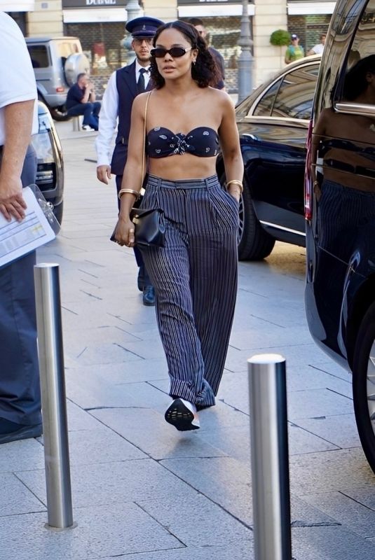 TESSA THOMPSON Arrives at Her Hotel in Paris 08/11/2024