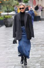 ASHLEY ROBERTS in a Denim Skirt Arrives at Heart Radio in London 09/27/2024