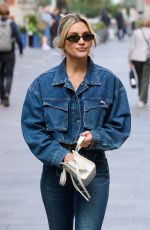 ASHLEY ROBERTS in Double Denim Leaves Global Radio Studios in London 09/16/2024