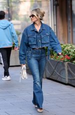 ASHLEY ROBERTS in Double Denim Leaves Global Radio Studios in London 09/16/2024