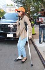 AUBREY PLAZA on Crutches After Suffering Torn ACL at WNBA All-Star Weekend in New York 09/09/2024