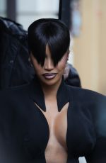 CARDI B Arrives at Mugler Fashion Show in Paris 09/26/2024