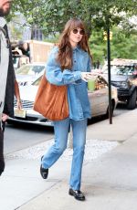 DAKOTA JOHNSON in Double Denim Out and About in New York 09/04/2024