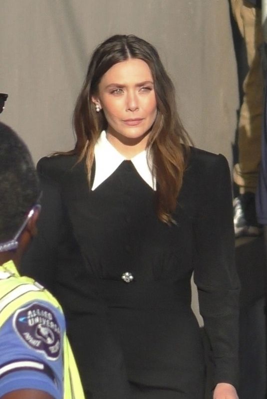 ELIZABETH OLSEN Arrives at Jimmy Kimmel Live in Los Angeles 09/16/2024