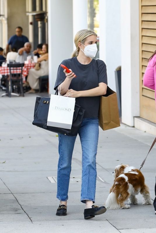 EMMA ROBERTS Out Shopping at James Perse in Beverly Hills 09/13/2024