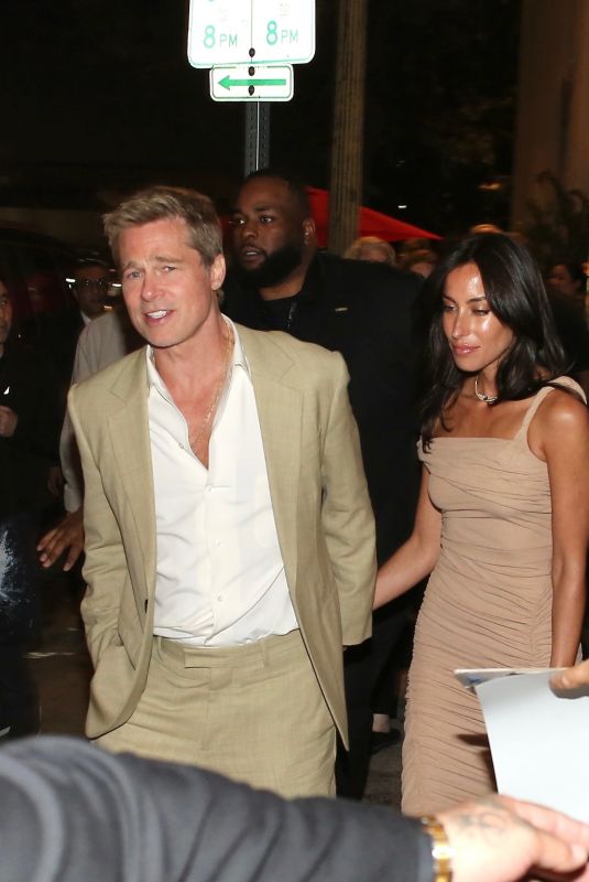INES DE RAMON and Brad Pitt Leaves Wolfs Premiere Afterparty in Los Angeles 09/18/2024