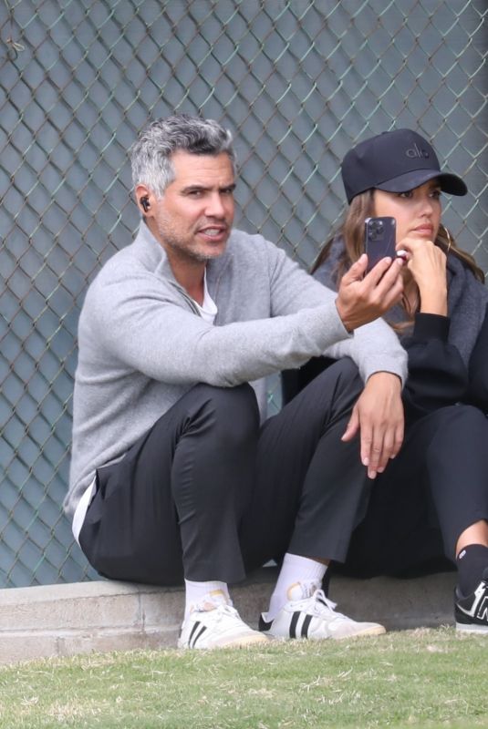 JESSICA ALBA and Cash Warren at Their Kids Tennis Match in Santa Monica 09/19/2024