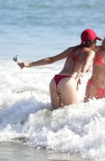 JOY CORRIGAN and Friend in Bikinis at the Beach in Los Angeles 09/09/2024