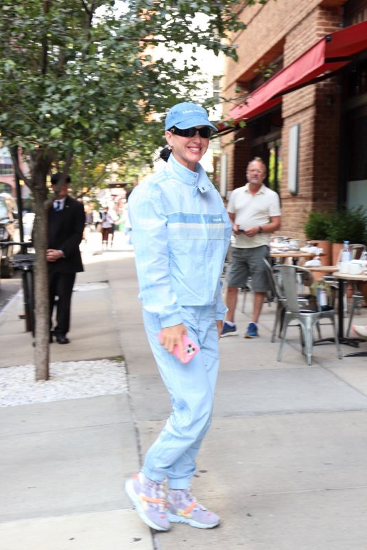KATY PERRY in a Light Blue Tracksuit Out in New York 09/09/2024