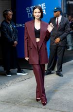 LILY COLLINS Arrives at  Good Morning America in New York 09/16/2024