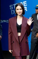 LILY COLLINS Arrives at  Good Morning America in New York 09/16/2024