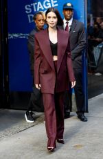 LILY COLLINS Arrives at  Good Morning America in New York 09/16/2024