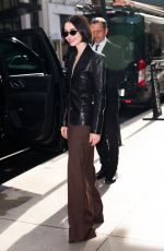 LILY COLLINS in a Black Leather Jacket Out in New York 09/19/2024