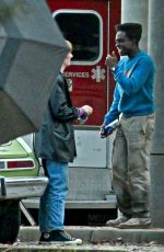 MAYA HAWKE and Caleb McLaughlin on the Set of Stranger Things 09/17/2024
