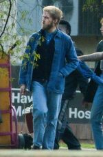 MAYA HAWKE and Caleb McLaughlin on the Set of Stranger Things 09/17/2024
