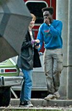 MAYA HAWKE and Caleb McLaughlin on the Set of Stranger Things 09/17/2024