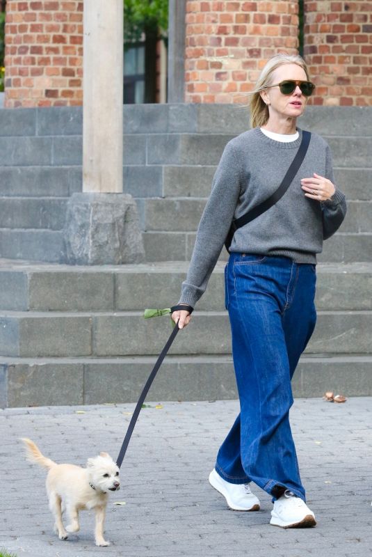 NAOMI WATTS Out with Her Dog along Hudson River Park in New York 09/08/2024