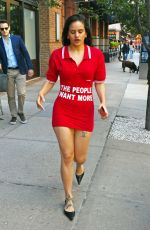 ROSALIA in a Red Short Dress Reading: The People Want More Out in New York 09/09/2024