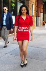 ROSALIA in a Red Short Dress Reading: The People Want More Out in New York 09/09/2024