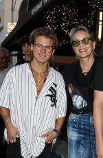 SHARON STONE Out with Her Sons Roan and Laird for Lunch in Beverly Hills 08/10/2024