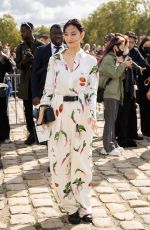 SHIN MINA Arrives at Loewe Show at Paris Fashion Week 09/27/2024