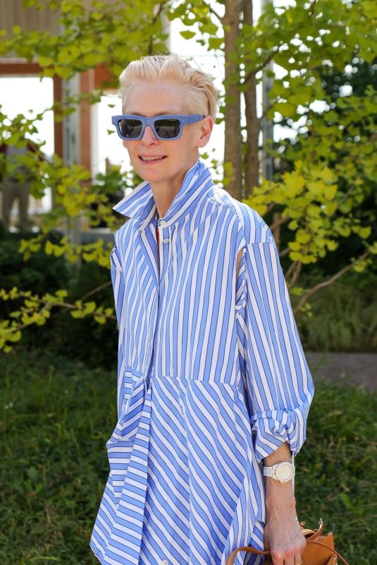 TILDA SWINTON Leaves Marco Polo Airport in Venice 09/04/2024