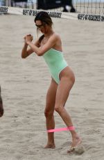 ALESSANDRA AMBROSIO in Swimsuit Playing Volleyball on the Beach in Los Angeles 10/06/2024
