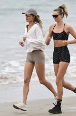 ALESSANDRA AMBROSIO Out Running with a Friend at a Beach in Los Angeles 10/10/2024