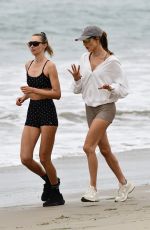ALESSANDRA AMBROSIO Out Running with a Friend at a Beach in Los Angeles 10/10/2024