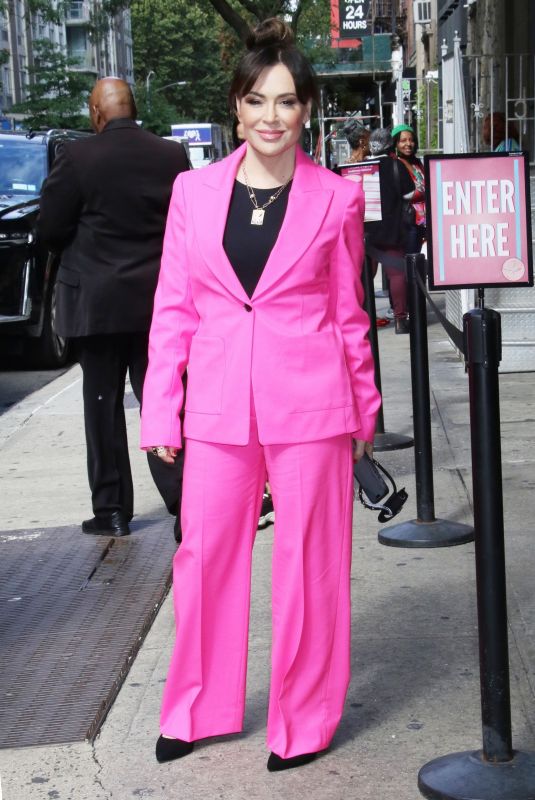 ALYSSA MILANO in a Pink Ensemble Arrives at FOX Studios in New York 09/30/2024