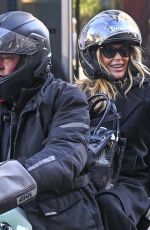 AMANDA HOLDEN Leaves Global Studios on a Motorcycle in London 10/04/2024