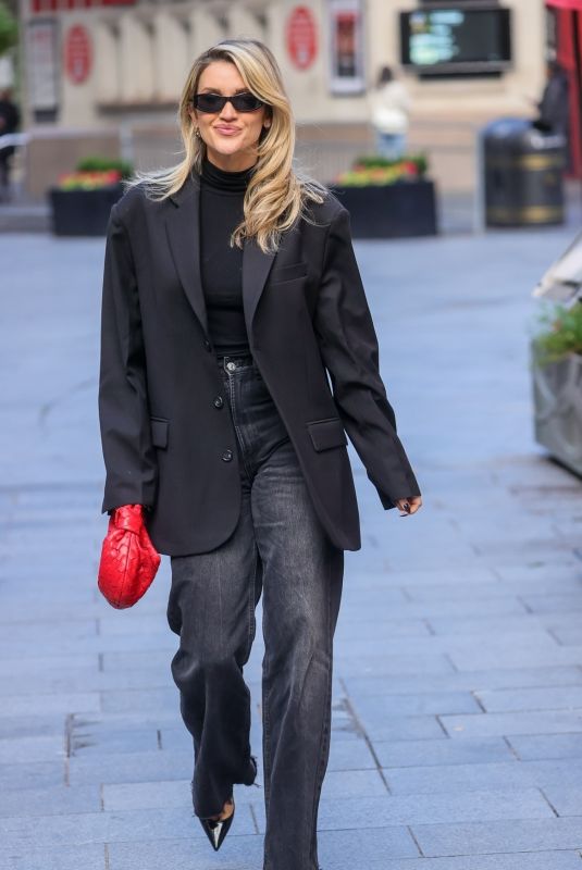 ASHLEY ROBERTS in a Black Blazer and Trousers Out in Londn 10/17/2024