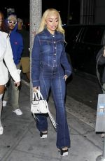 BLAC CHYNA in Double Denim Shows off Her Wedding Ring at Lavo in Los Angeles 10/30/2024