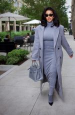 CARDI B in a Monochrome Grey Ensemble Heading to a Business Meeting in Los Angeles 10/21/2024