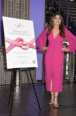 ELIZABETH HURLEY Lights Empire State Building Pink to Honor The Estee Lauder Companies Breast Cancer Campaign and Breast Cancer Awareness Month in New York 10/01/2024