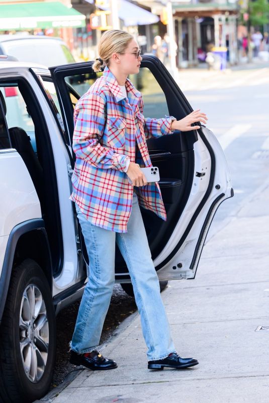 GIGI HADID Out Visiting a Friend in the Soho Neighborhood of New York 10/11/2024