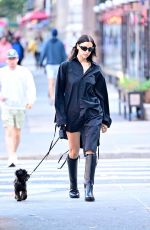 IRINA SHAYK All in Black Walks Her Dog in New York 10/22/2024