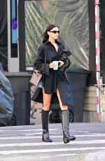 IRINA SHAYK All in Black Walks Her Dog in New York 10/22/2024