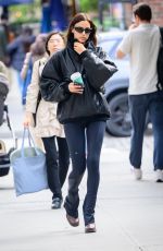 IRINA SHAYK in a Oversized Leather Jacket Out in New York 10/02/2024