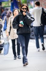 IRINA SHAYK in a Oversized Leather Jacket Out in New York 10/02/2024
